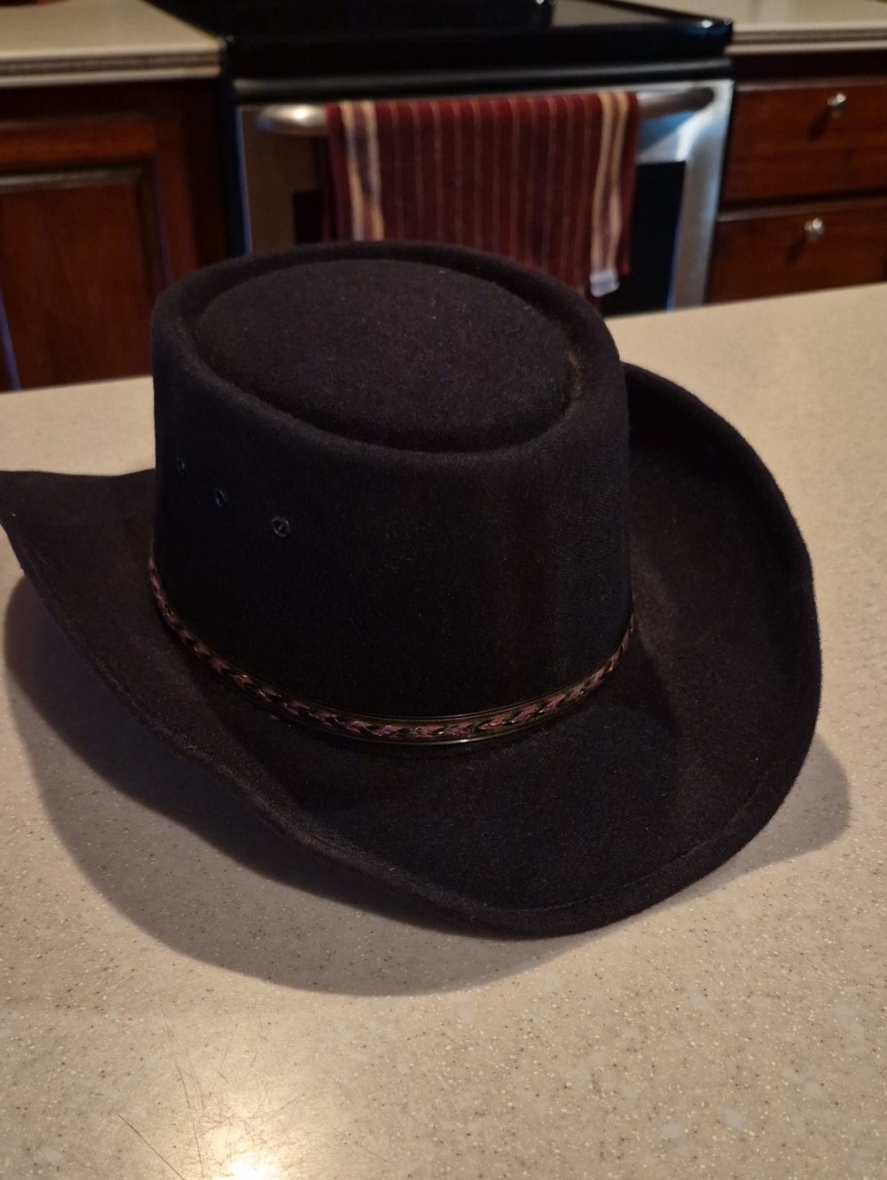 Vintage Pigalle XXXXX Black Felt Cowboy Hat Telescope Crown Size 6 7/8 Mexico